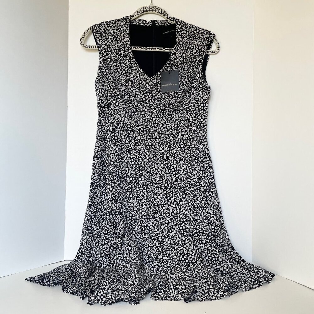 Nanette Lepore Black Silk Asymmetrical Hem Dress Size 2 Sleeveless V Neck
